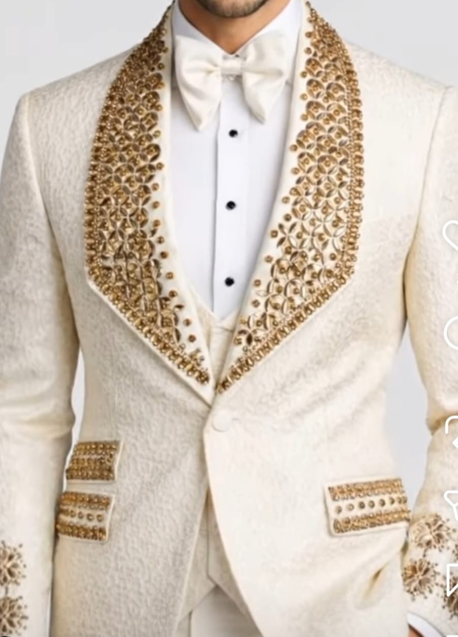 Classic Man gold & cream 5piece suit special fabric